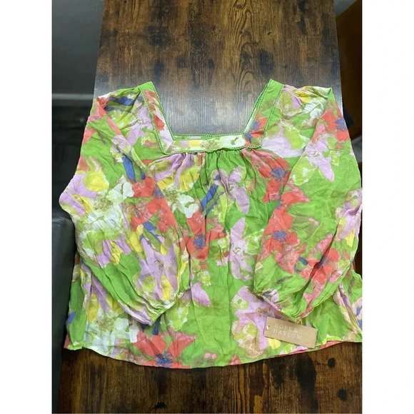 Hope&  Harlow Square Neck Floral Bohemian Blouse In Winsome Orchid / Multi SZ XL - Picture 3 of 12